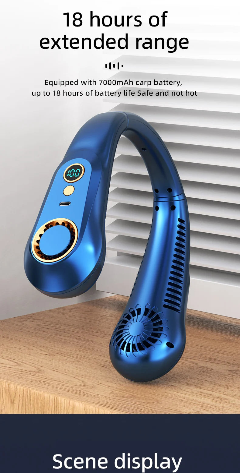 Hanging Neck Fan Digital Display Power Ventilador Bladeless Neckband Fan Portable Mini Air Cooler USB Rechargeable Electric Fans