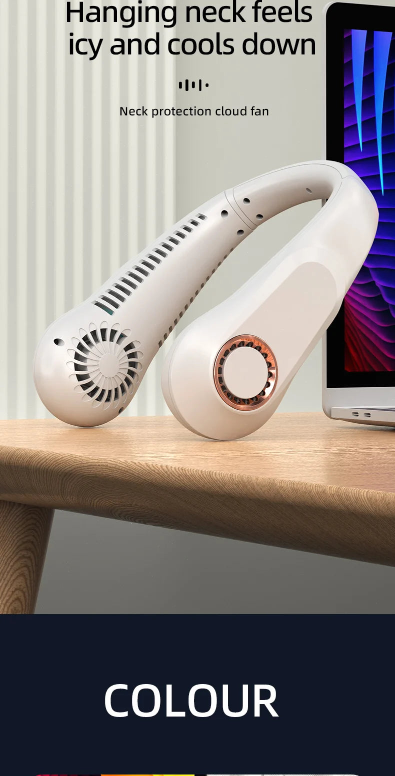 Hanging Neck Fan Digital Display Power Ventilador Bladeless Neckband Fan Portable Mini Air Cooler USB Rechargeable Electric Fans